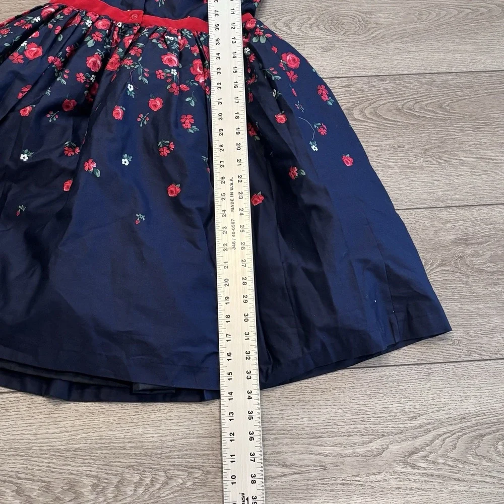 Janie and Jack x American Girl Navy Blue Rose Print Dress Size 12 Dress Like Me